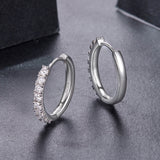 925 Sterling Silver Moissanite 0.03ct White Gold Plated Earrings 1.6cm for Women