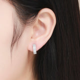 925 Sterling Silver Earrings with Pavé Setting CZ 1.3*0.4cm