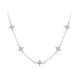 925 Sterling Silver Pave Setting CZ Necklace with White Gold Plating 400mm for Women
