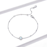 925 Sterling Silver Opal Bracelet for Women - Adjustable Size, Translucent Color