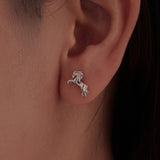 925 Sterling Silver Earrings 0.9*1.3cm with White Gold Plating for Women