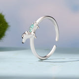 925 Sterling Silver White Gold Plated Transparent Glass Enamel Size E Ring for Women