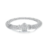 925 Sterling Silver and Platinum Plated 17.0 cm Pavé Setting CZ Bracelet for Women