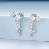 925 Sterling Silver White Gold Plated Pavé Setting CZ Earrings, 1.5cm for Women