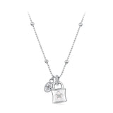 925 Sterling Silver White Gold Plated Necklace with CZ and Nacre for Women