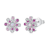 925 Sterling Silver Earrings with Synthetic Opal and CZ