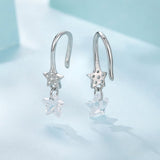 925 Sterling Silver Earrings with Pavé Setting CZ, White Gold Plating, 2.1*0.6cm, for Women