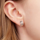 925 Sterling Silver Earrings for Women with White Gold Plating - 1.1cm x 0.7cm