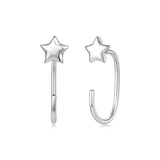 925 Sterling Silver Brass Earrings with White Gold Plating 1.4cm for Women