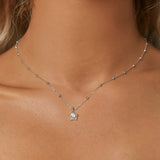 925 Sterling Silver 5mm Moissanite Necklace for Women