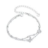 925 Sterling Silver Bracelets with Platinum Plating and CZ Stones - 150+60mm