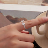 925 Sterling Silver White Gold Plated 1.2cm Pendant Ring Size 6 for Women