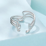 925 Sterling Silver Plated White Gold Adjustable Ring for Women