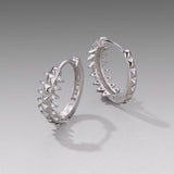925 Sterling Silver White Gold Plated 1.6cm Pavé CZ Hoop Earrings for Women