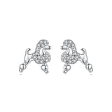 925 Sterling Silver White Gold Plated Pavé CZ Earrings