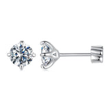 925 Sterling Silver Moissanite Stud Earrings for Women - 0.5ct, 0.6cm Size, White Gold Plated