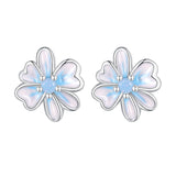 925 Sterling Silver Opal Nanometer Stone Enamel Earrings for Women
