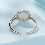 925 Sterling Silver White Gold-Plated Ring with Nacre Pendant - Style E for Women