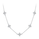 925 Sterling Silver + Moissanite Necklace with Plated White Gold - 40+5cm Length for Women