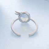 925 Sterling Silver Ring with Nano Opal Stone, 0.15 cm Width for Women