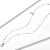 925 Sterling Silver Genuine Translucent Opal Necklace with CZ for Women