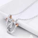 925 Sterling Silver Necklace, Length 38-45cm, Pendant 1.2*1cm, for Women