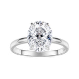 925 Sterling Silver 3.5 Carat Oval Zircon Ring with White Gold Plating for Women