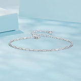 925 Sterling Silver Plated White Gold Adjustable Bracelet for Women