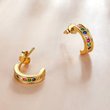 925 Sterling Silver Earrings with Pavé Setting CZ, 1.1*0.3 cm