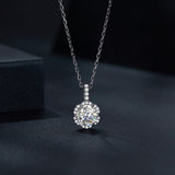 925 Sterling Silver Moissanite Pendant Necklace for Women - 45cm