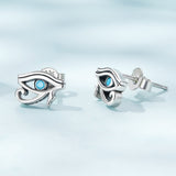 925 Sterling Silver Turquoise Earrings, 0.6*0.9cm, Oxidized Silver Finish for Women