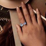925 Sterling Silver Enamel Plated White Gold Ring for Women