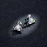 925 Sterling Silver Earrings with Translucent Opal