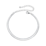 925 Sterling Silver 15+6cm White Gold Plated Bracelet for Women