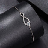925 Sterling Silver Moissanite Pavé Bracelet for Women - 21cm, White Gold Plated, CZ