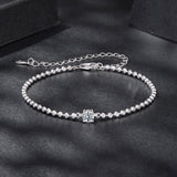 925 Sterling Silver Moissanite Bracelet 15+6cm with White Gold Plating for Women