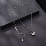 925 Sterling Silver Moissanite White Gold Plated Necklace for Women, Length 40+5cm