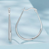 925 Sterling Silver Earrings for Women - 2.9x0.2cm, Plated White Gold, Style L