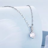 925 Sterling Silver Necklace with Pavé Setting CZ - Adjustable Length, Platinum Plated - Women's Jewelry