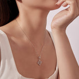 925 Sterling Silver Necklace with White Gold Plating and CZ - 40+5cm for Women
