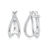 925 Sterling Silver Earrings 1.2x0.6cm with White Gold Plating for Women