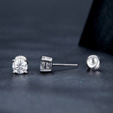 925 Sterling Silver Earrings with Moissanite in Style S, 0.5cm for Women
