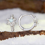 925 Sterling Silver Earrings with Transparent Glass and White Gold Plating