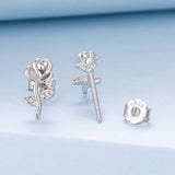 925 Sterling Silver Earrings plated with White Gold, 0.9*0.5cm for Women