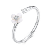 925 Sterling Silver White Gold Plated Ring with Nacre and CZ for Women