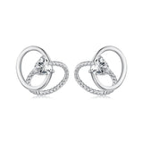 925 Sterling Silver White Gold Plated Pavé Setting CZ Earrings