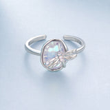 925 Sterling Silver Ring with Nano Opal Stone, 0.15 cm Width for Women
