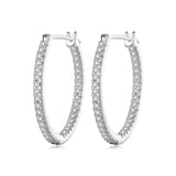 925 Sterling Silver Earrings with Pave Setting CZ in White Gold for Women