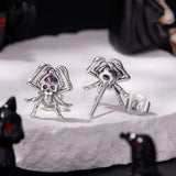 925 Sterling Silver Earrings with Pavé Setting CZ, 1.1 x 1.0 cm, Oxidized Finish for Women