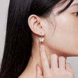 925 Sterling Silver Earrings with Resin, 23x13mm, Plated Platinum for Women
